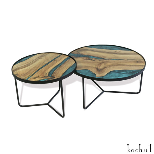 Kalerius — Holz- und Epoxidharz-Couchtisch