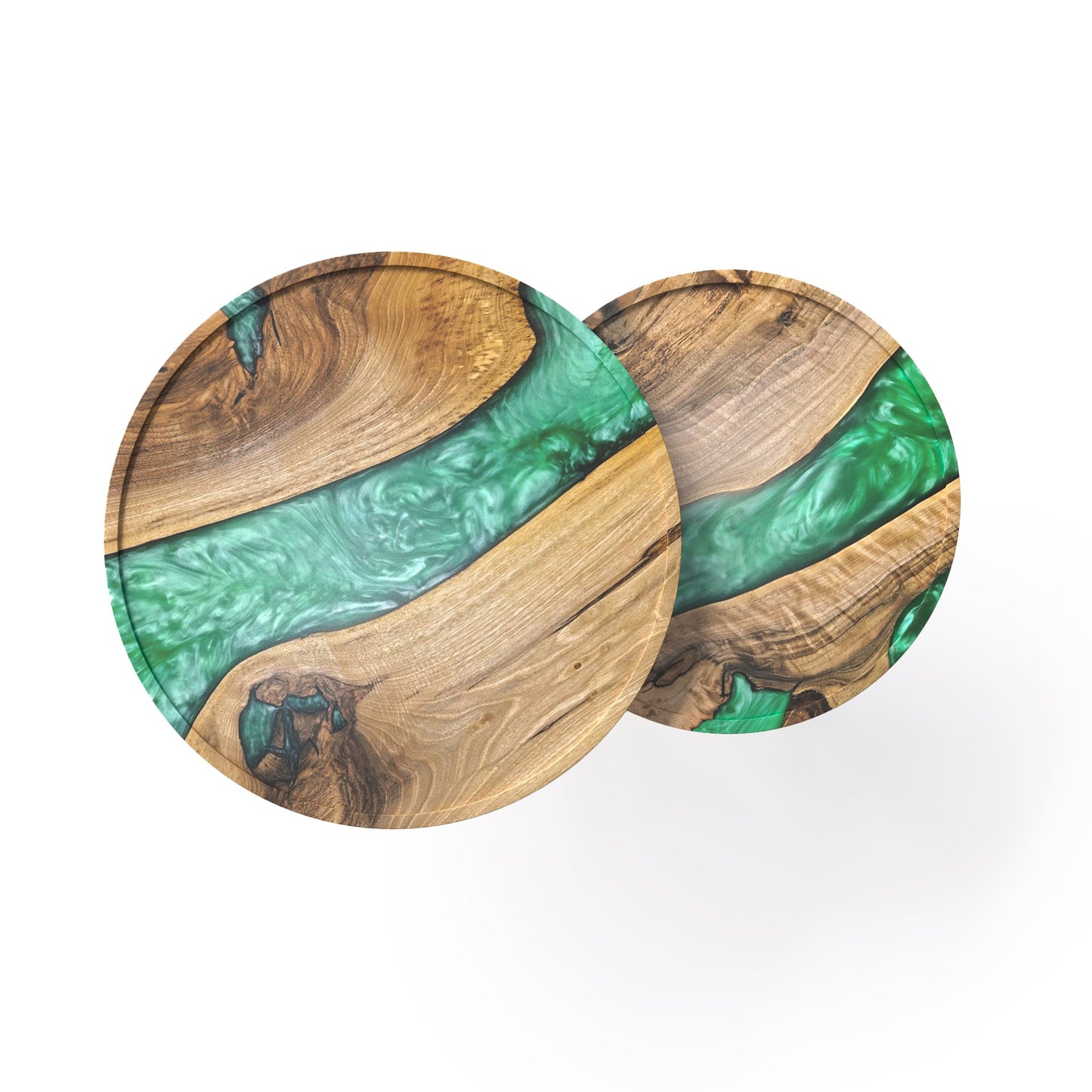 Taira. Jade-Horizont — Holz- und Epoxidharz-Couchtische