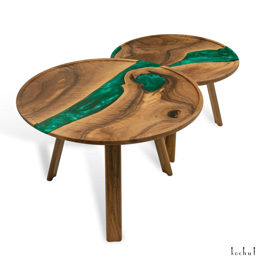 Taira. Jade-Horizont — Holz- und Epoxidharz-Couchtische