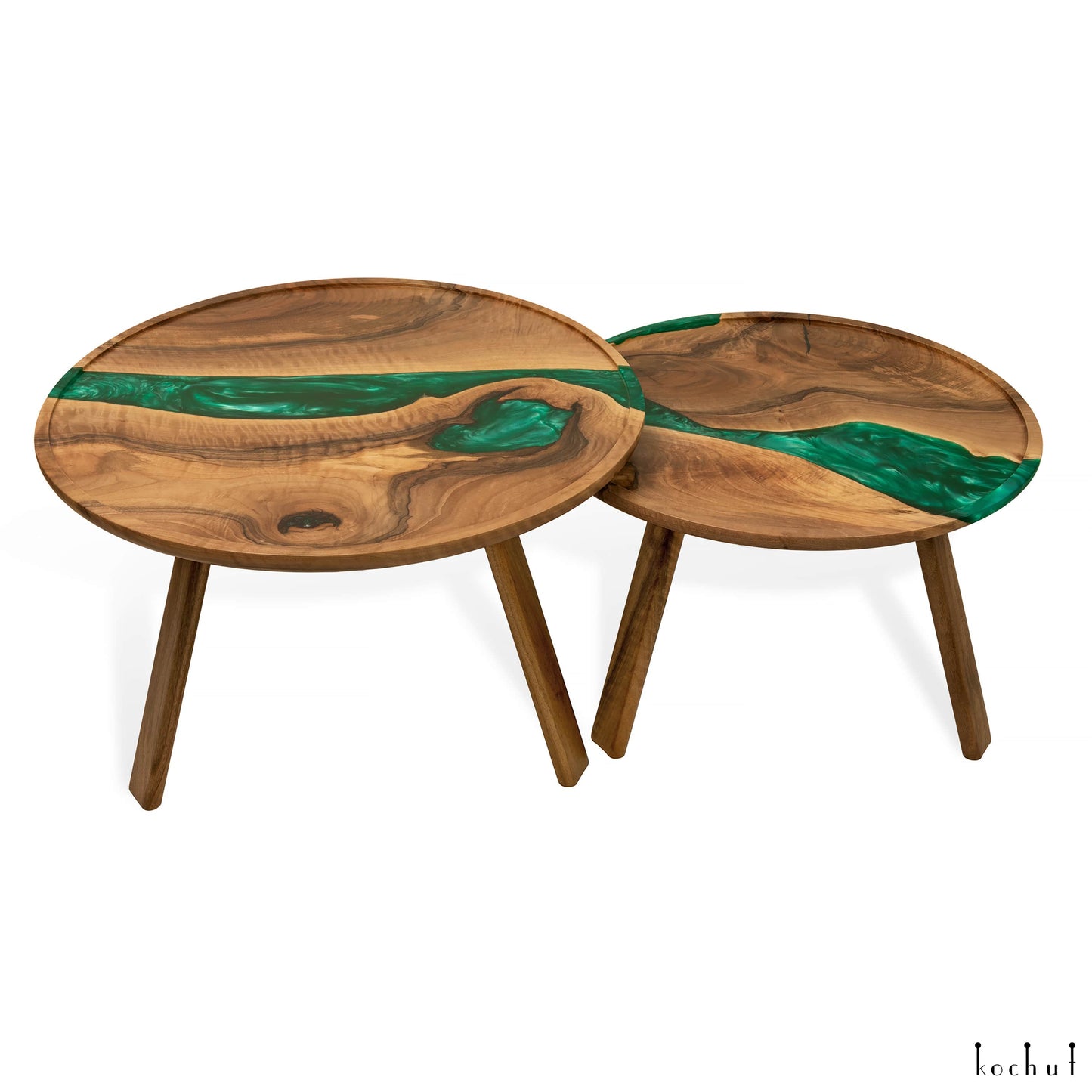 Taira. Jade-Horizont — Holz- und Epoxidharz-Couchtische