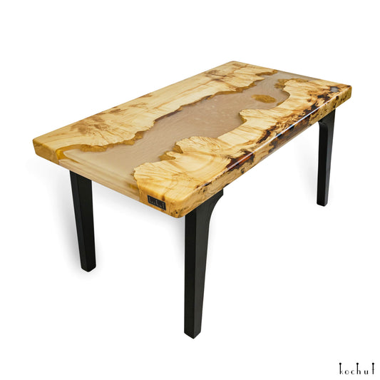 Weiße Perle — Holz- und Epoxidharz-Couchtisch