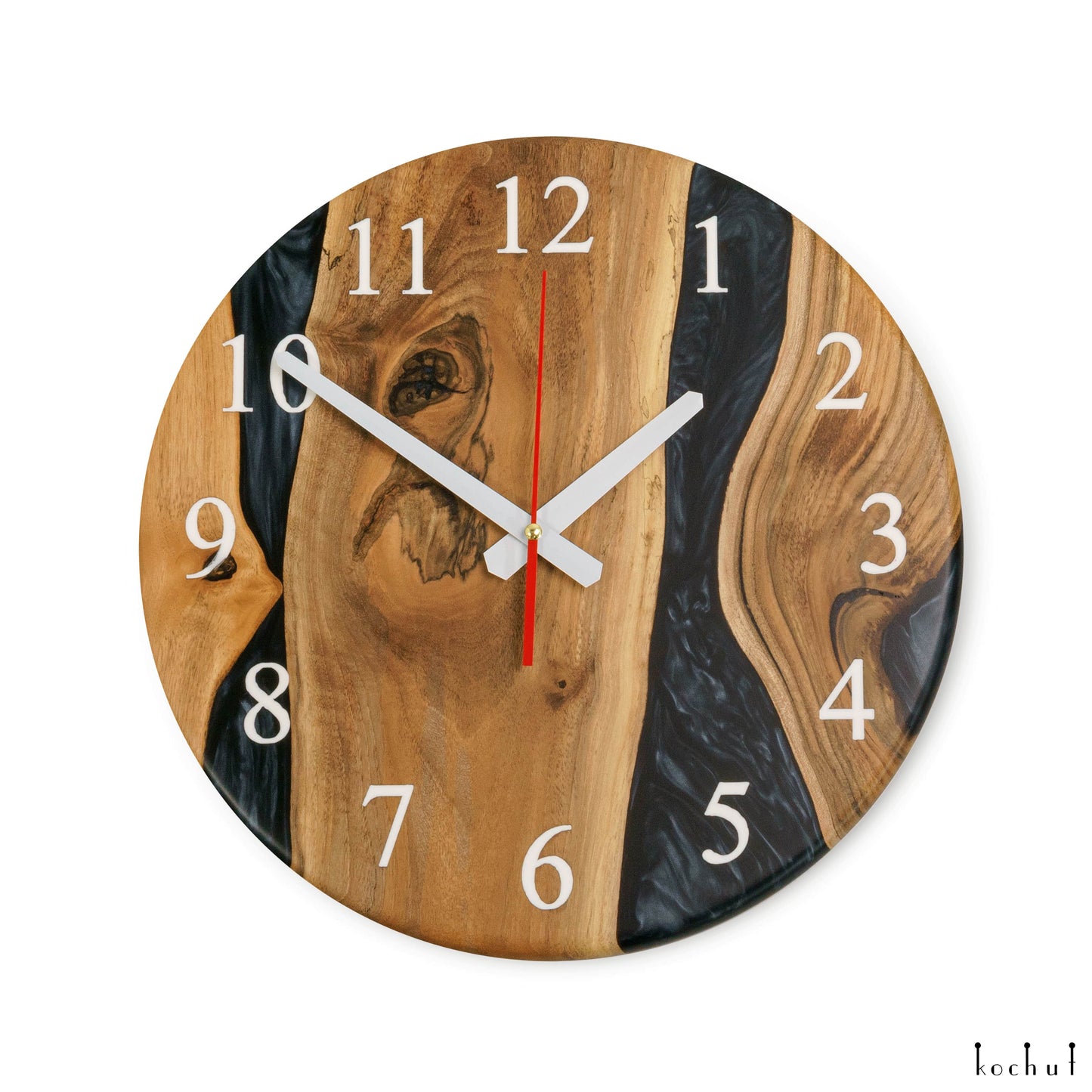 Continuum — Wanduhr aus Holz und Epoxidharz