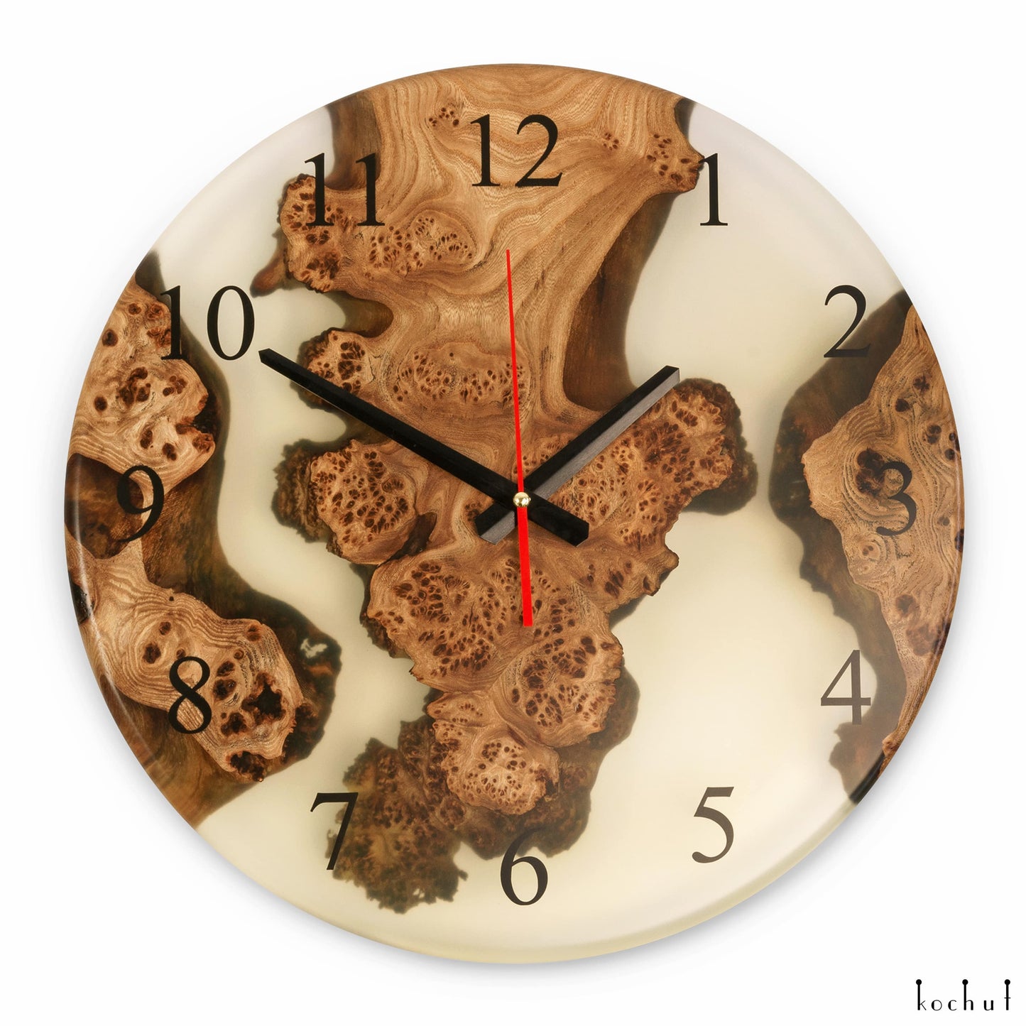 Continuum — Wanduhr aus Holz und Epoxidharz