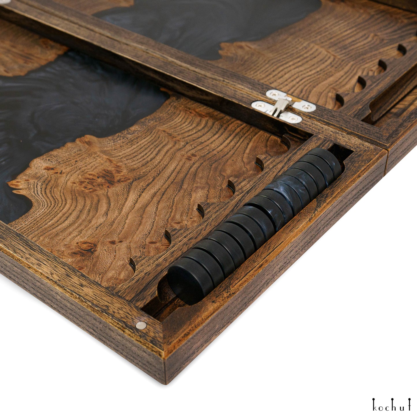 Dao. Mitternacht Nacht — Backgammon aus Holz und Epoxidharz