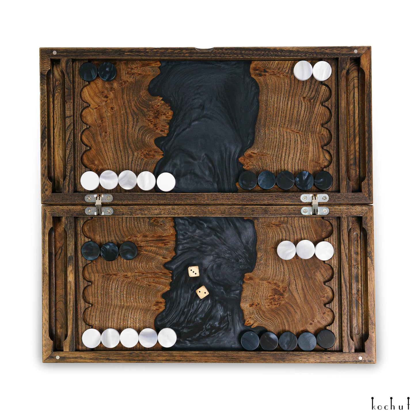 Dao. Mitternacht Nacht — Backgammon aus Holz und Epoxidharz