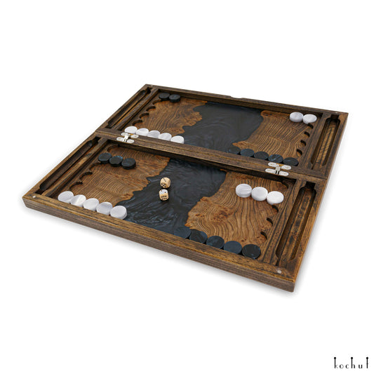 Dao. Mitternacht Nacht — Backgammon aus Holz und Epoxidharz