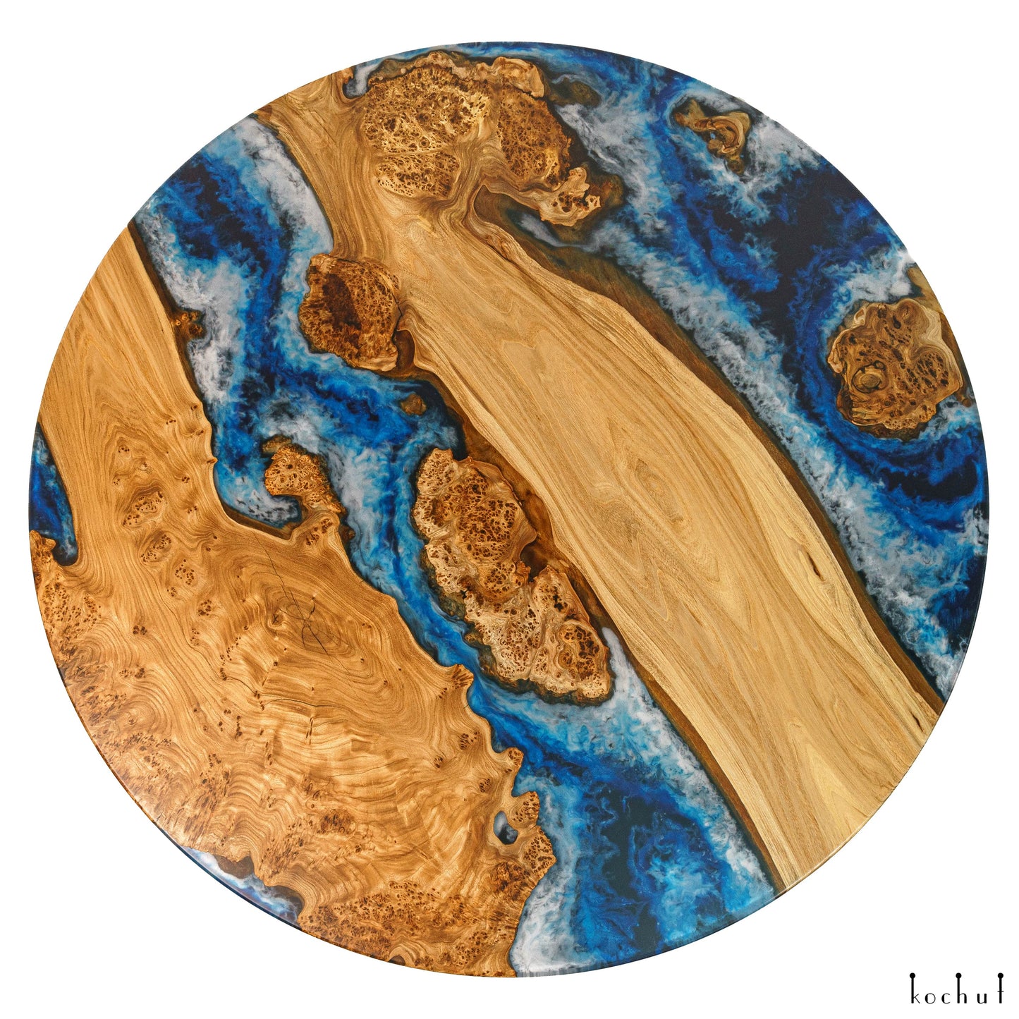 Atlantis — Esstisch aus Holz und Epoxidharz (runder Form)