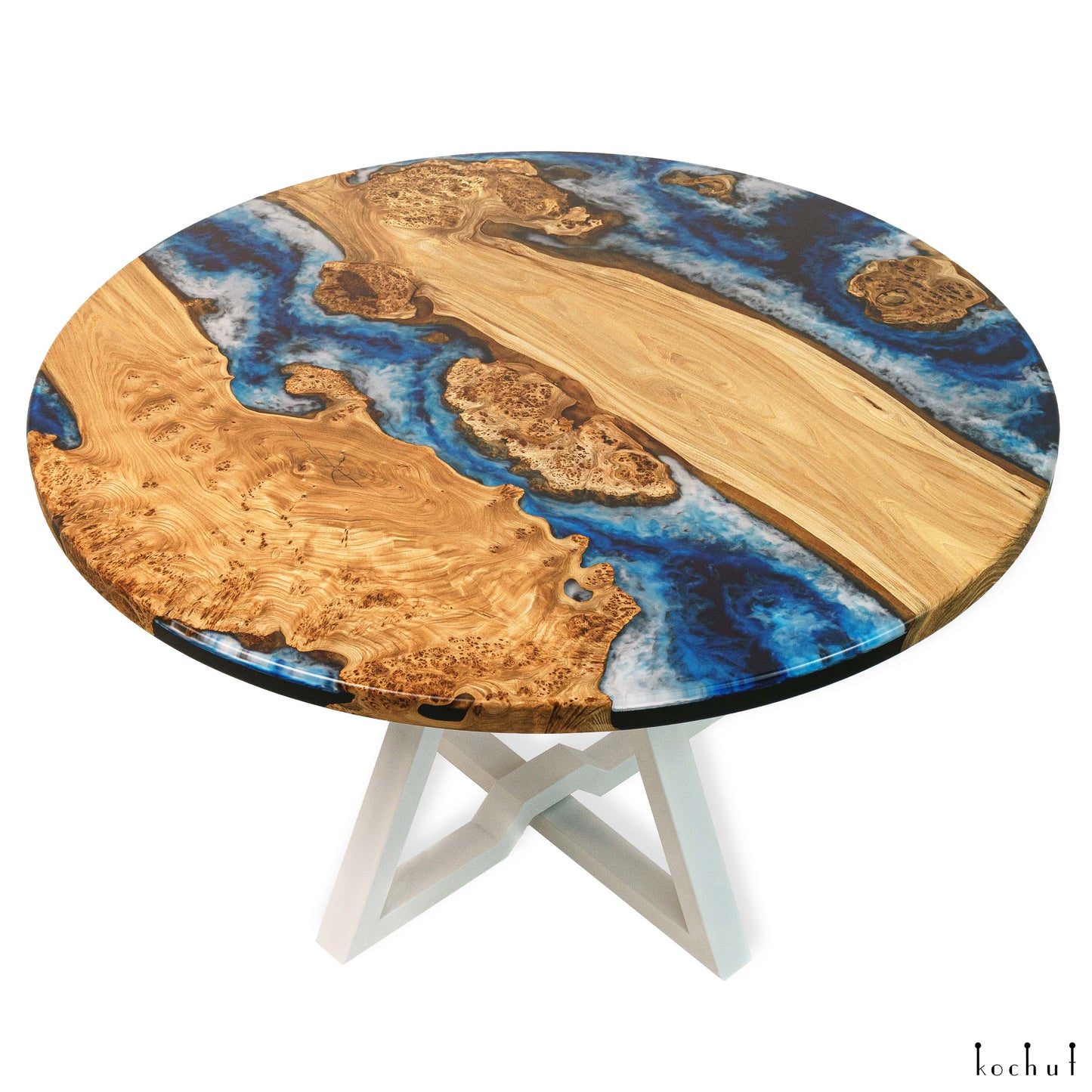 Atlantis — Esstisch aus Holz und Epoxidharz (runder Form)