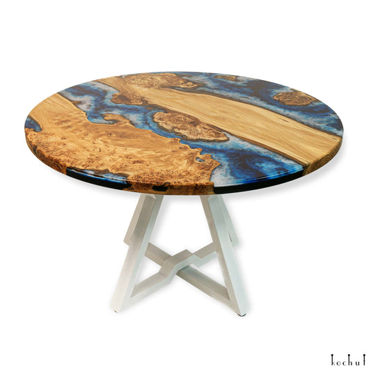 Atlantis — Esstisch aus Holz und Epoxidharz (runder Form)