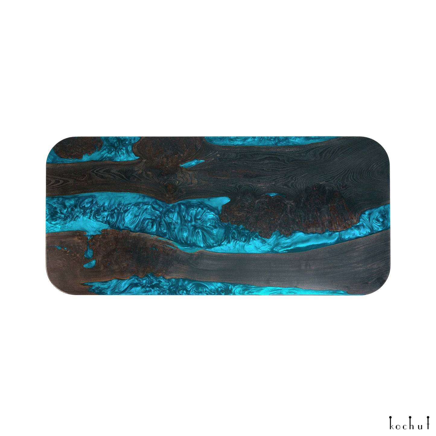 Nephritis — Esstisch aus Holz und Epoxidharz (rechteckige Form)