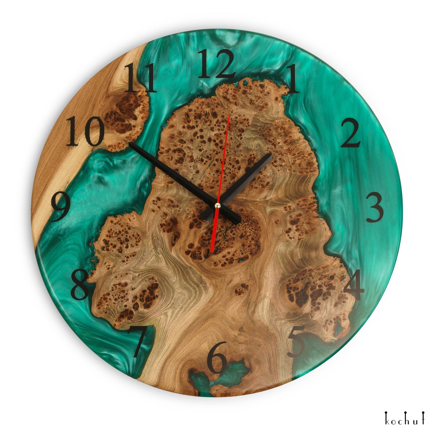 Continuum — Wanduhr aus Holz und Epoxidharz