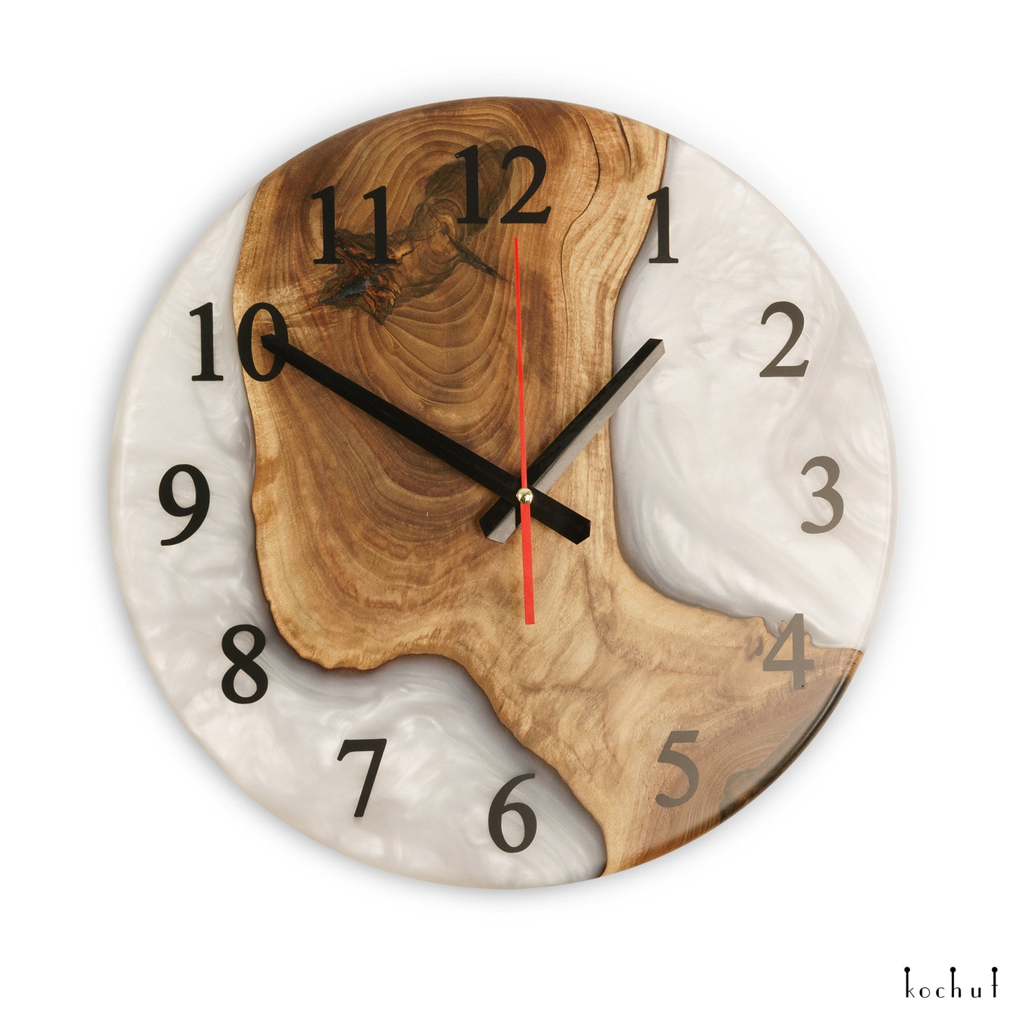 Continuum — Wanduhr aus Holz und Epoxidharz