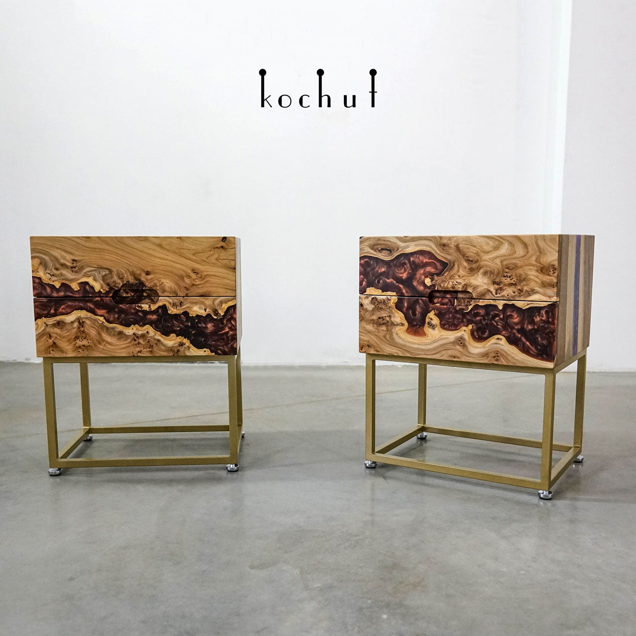 Nevada — Nachttisch aus Holz und Epoxidharz