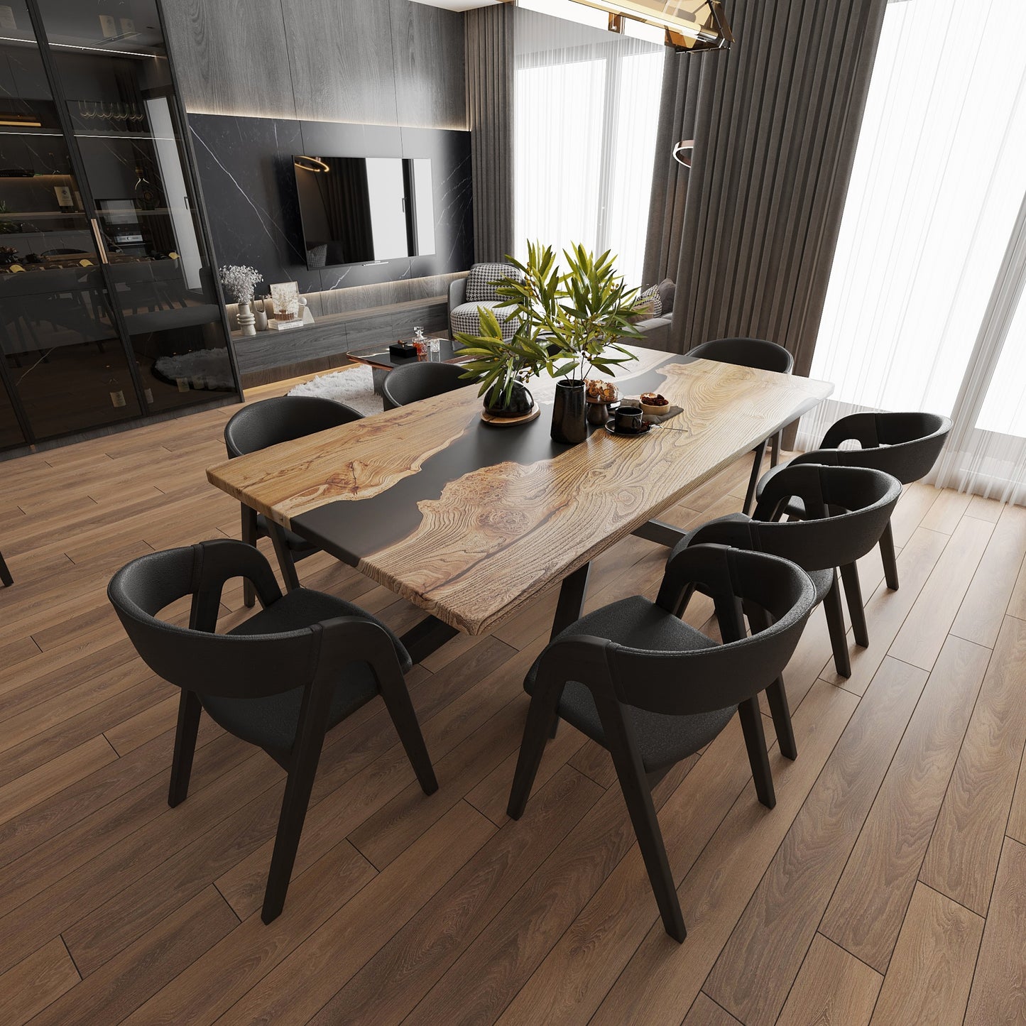 Da Vinci — Esstisch aus Holz und Epoxidharz