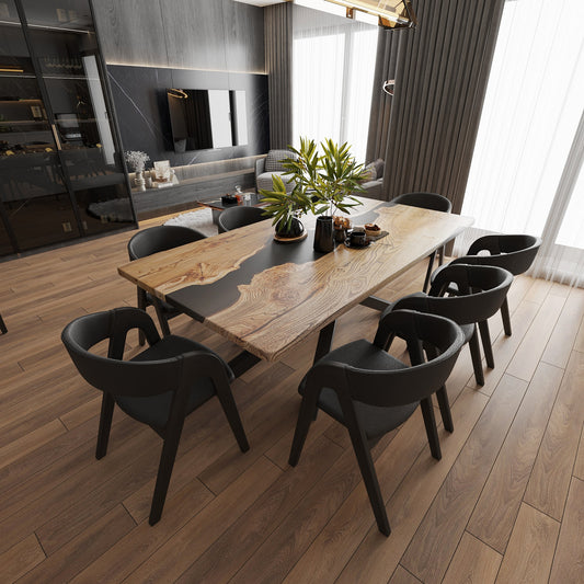 Da Vinci — Esstisch aus Holz und Epoxidharz